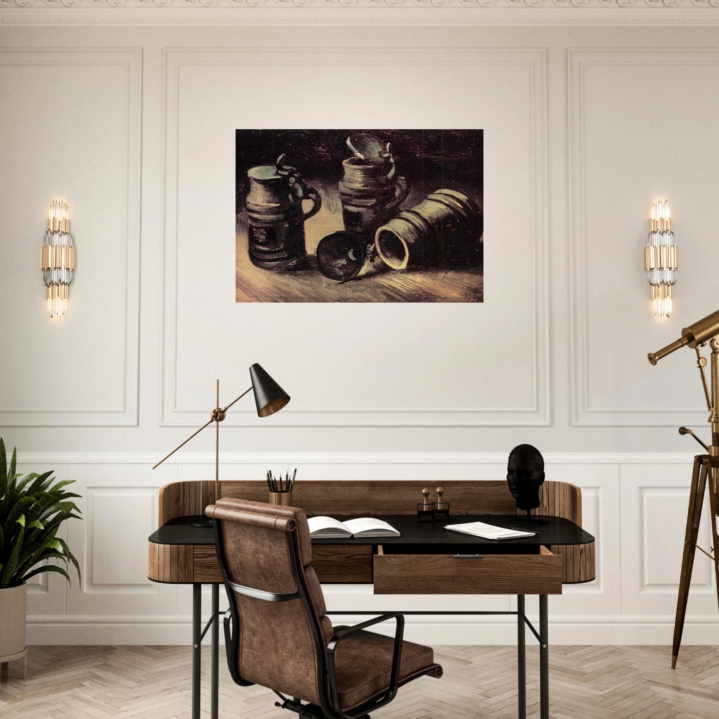 Beer Tankards - Vincent van Gogh Brushed Aluminum Print - 70x100 cm / 28x40 inches | Vincent van Gogh Aluminum Print | Vincent van Gogh Prints