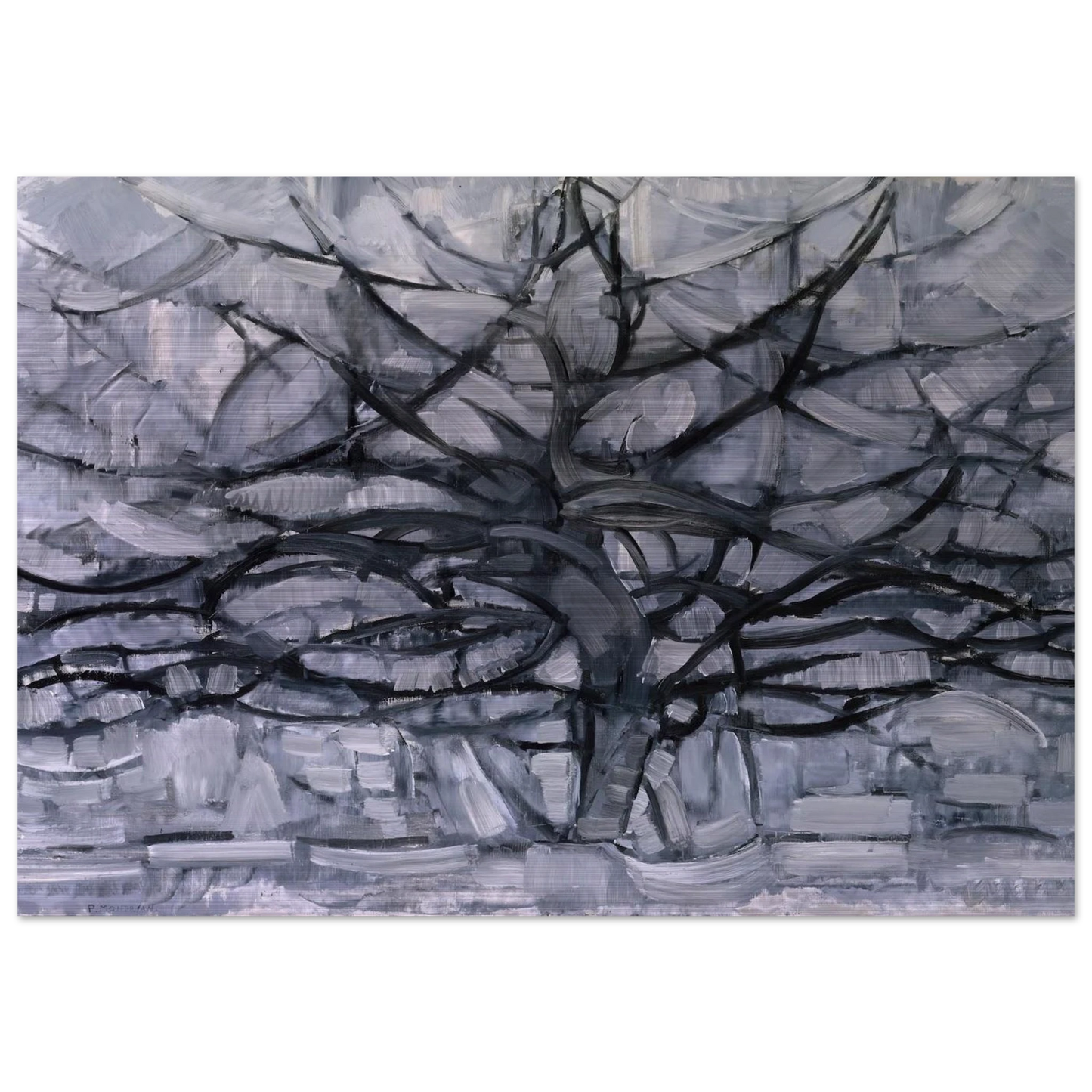 The Gray Tree - Piet Mondrian Brushed Aluminum Print - 70x100 cm / 28x40 inches | Piet Mondrian Aluminum Print | Piet Mondrian Prints