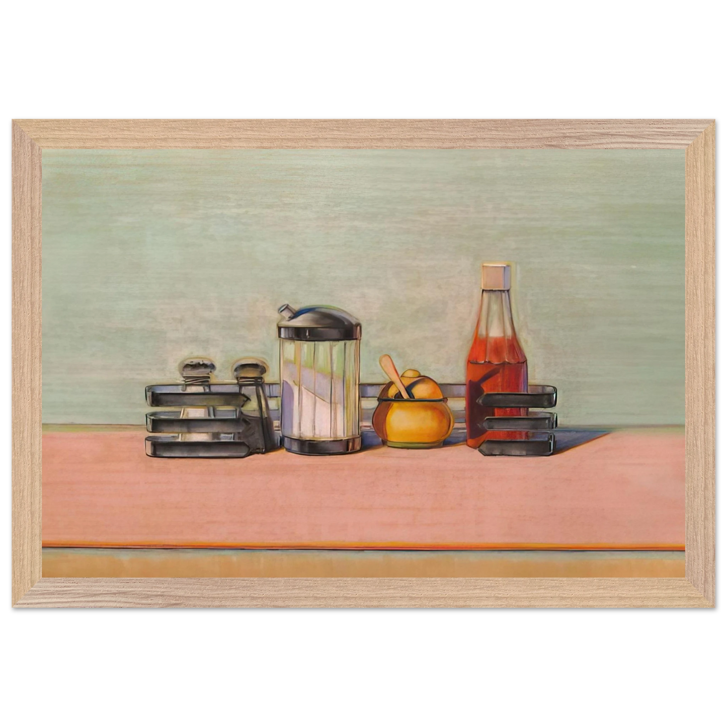 Wayne Thiebaud - Caged Condiments - 2000 Wall Art - 30x40 cm / 12x16 inches - Premium Wooden Framed Poster With Fine Art Paper - Black frame