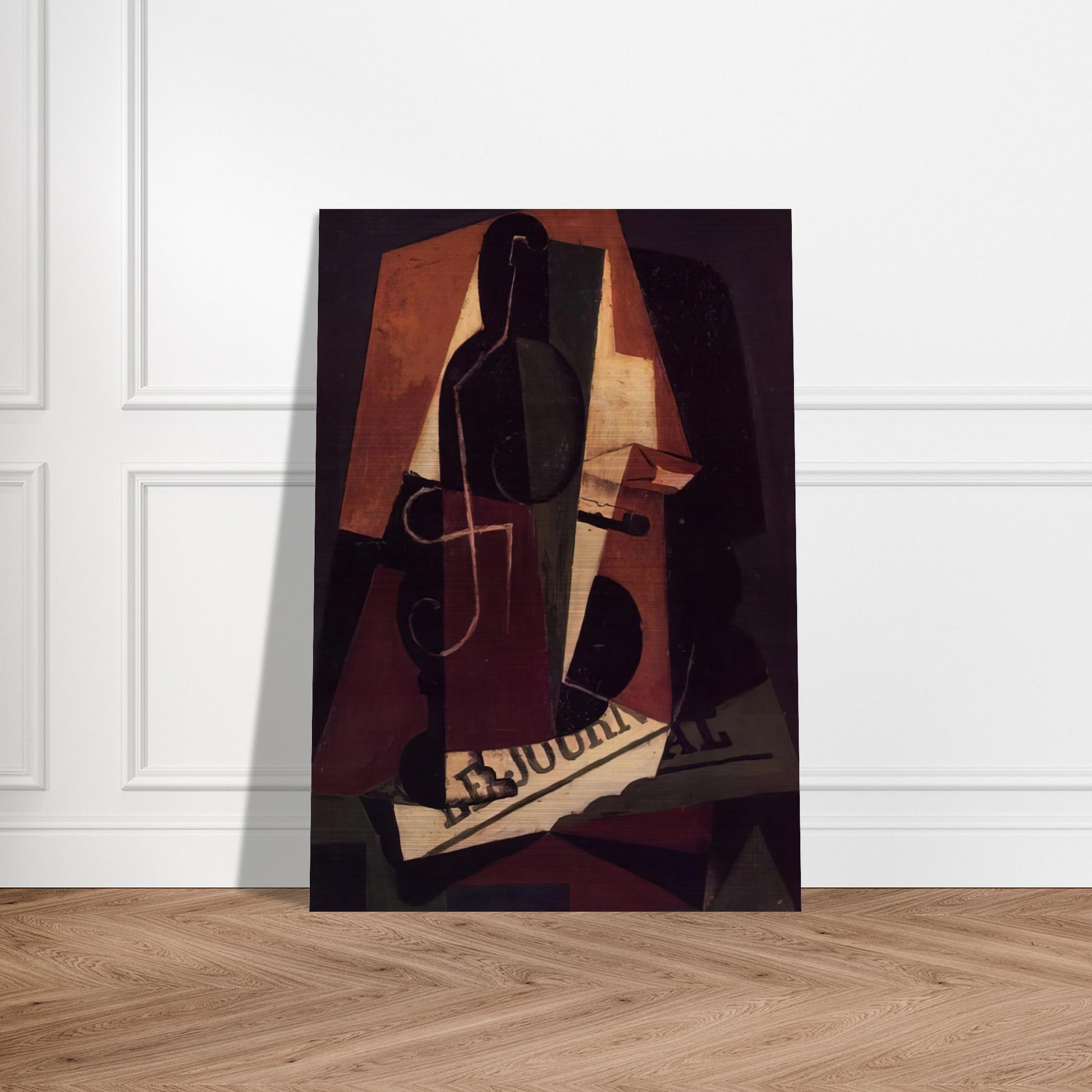 BOTTLE AND GLASS - Juan Gris Brushed Aluminum Print - 70x100 cm / 28x40 inches | Juan Gris Aluminum Print | Juan Gris Prints