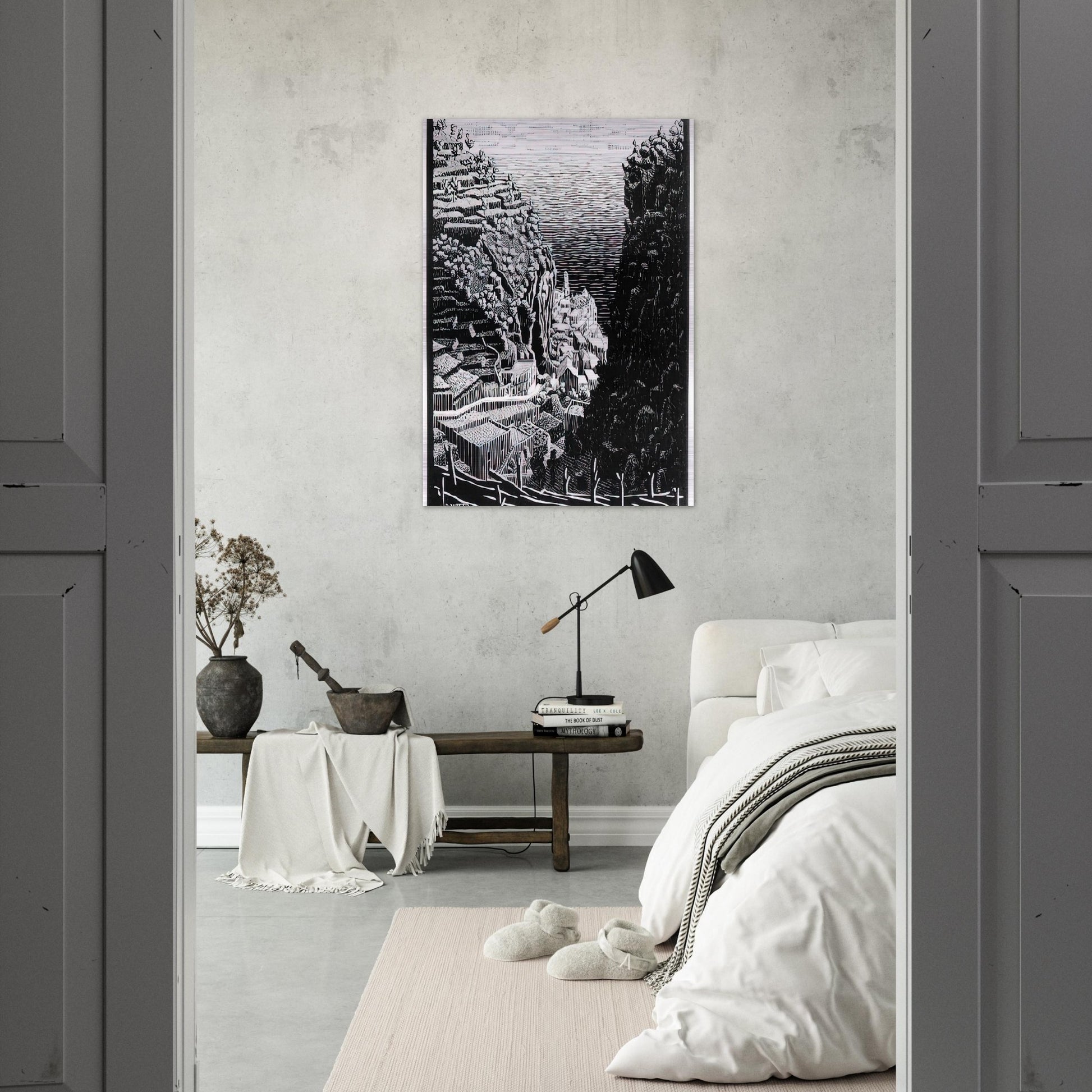 ATRANI COAST OF AMALFI 1 - MC Escher Brushed Aluminum Print - 70x100 cm / 28x40 inches | MC Escher Aluminum Print | MC Escher Prints