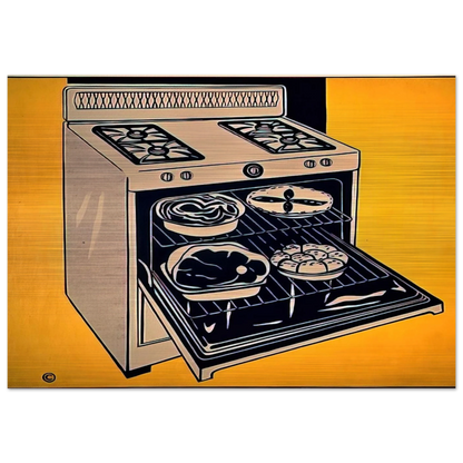 KITCHEN RANGE 1962 - Roy Lichtenstein Brushed Aluminum Print - 70x100 cm / 28x40 inches | Roy Lichtenstein Aluminum Print | Roy Lichtenstein Prints