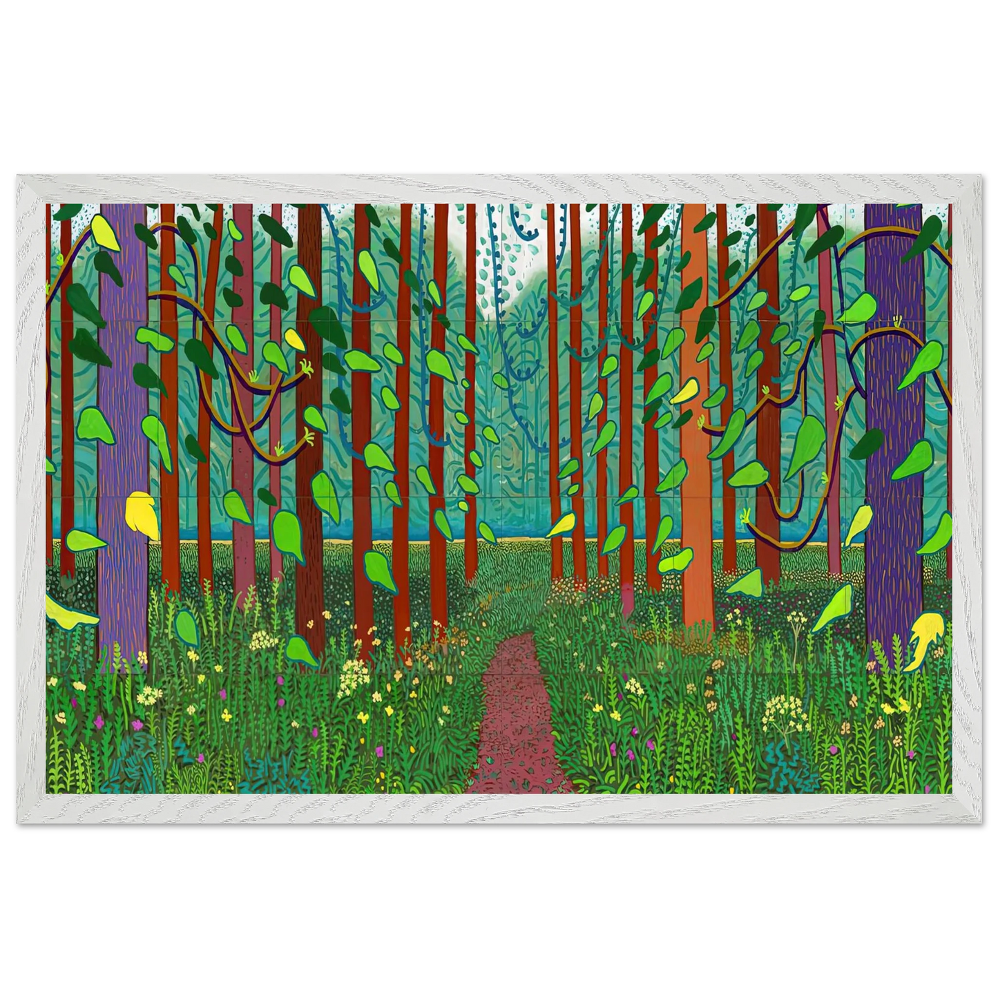 David Hockney - David Hockney Wall art - A2 (42 x 59.4  cm) - Premium Wooden Framed Poster With Fine Art Paper-canvas - White frame