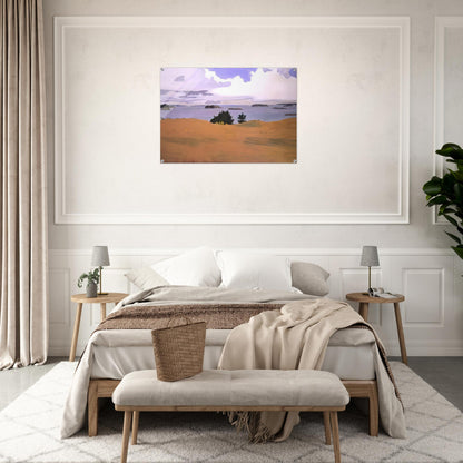 PENOBSCOT BAY WITH YELLOW FIELD 1968 - Fairfield Porter Acrylic Print - 70x100 cm / 28x40″ inches