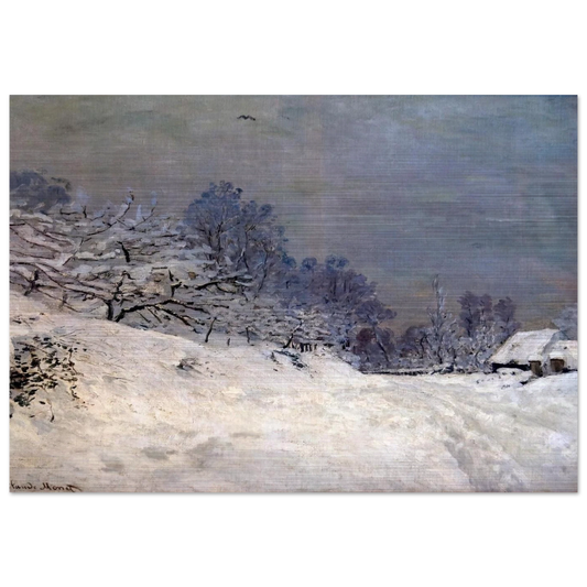 The Road in front of Saint-Simeon Farm in Winter - claude monet Brushed Aluminum Print - 70x100 cm / 28x40 inches | claude monet Aluminum Print | claude monet Prints