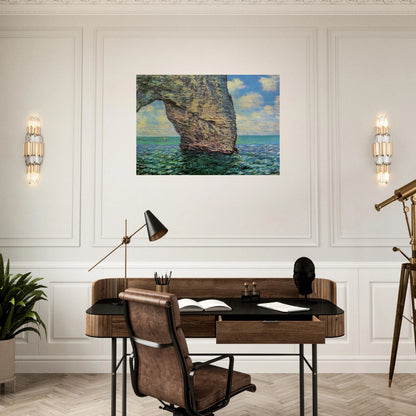 The Manneport at High Tide - claude monet Brushed Aluminum Print - 70x100 cm / 28x40 inches | claude monet Aluminum Print | claude monet Prints