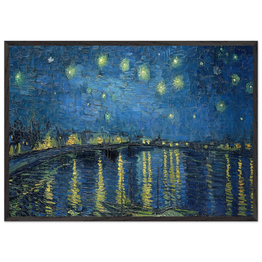 Starry Night Over the Rhone - Vincent van Gogh 70x100 cm / 28x40 inches Framed Art Print – Black Wooden Frame