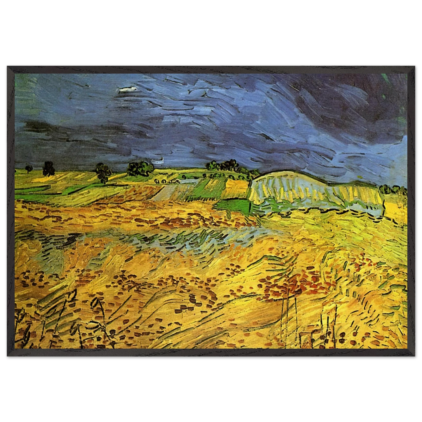 The Fields - Vincent van Gogh 70x100 cm / 28x40 inches Framed Art Print – Black Wooden Frame