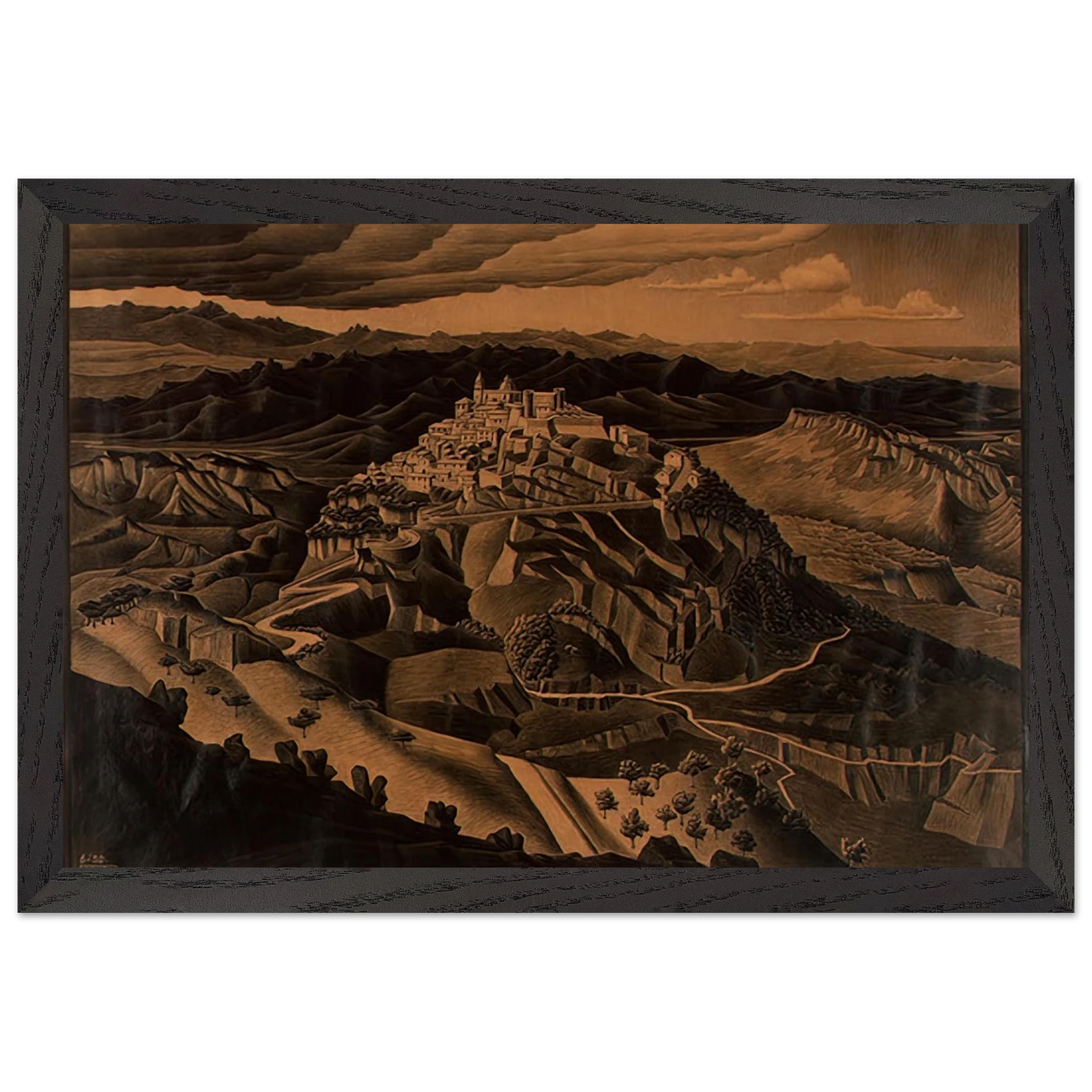 MC Escher - ITALIAN TOWN Wall Art - 30x40 cm / 12x16 inches - Fine Art Poster-canvas - -