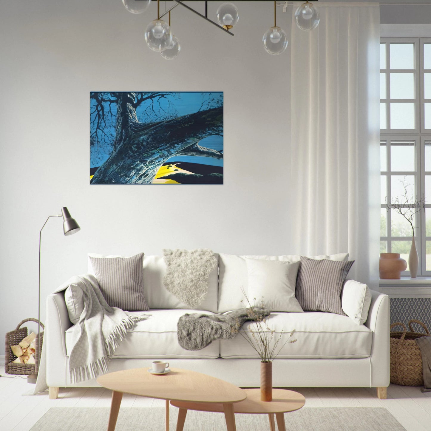 Distant Meadow - Eyvind Earle Brushed Aluminum Print - 70x100 cm / 28x40 inches | Eyvind Earle Aluminum Print | Eyvind Earle Prints