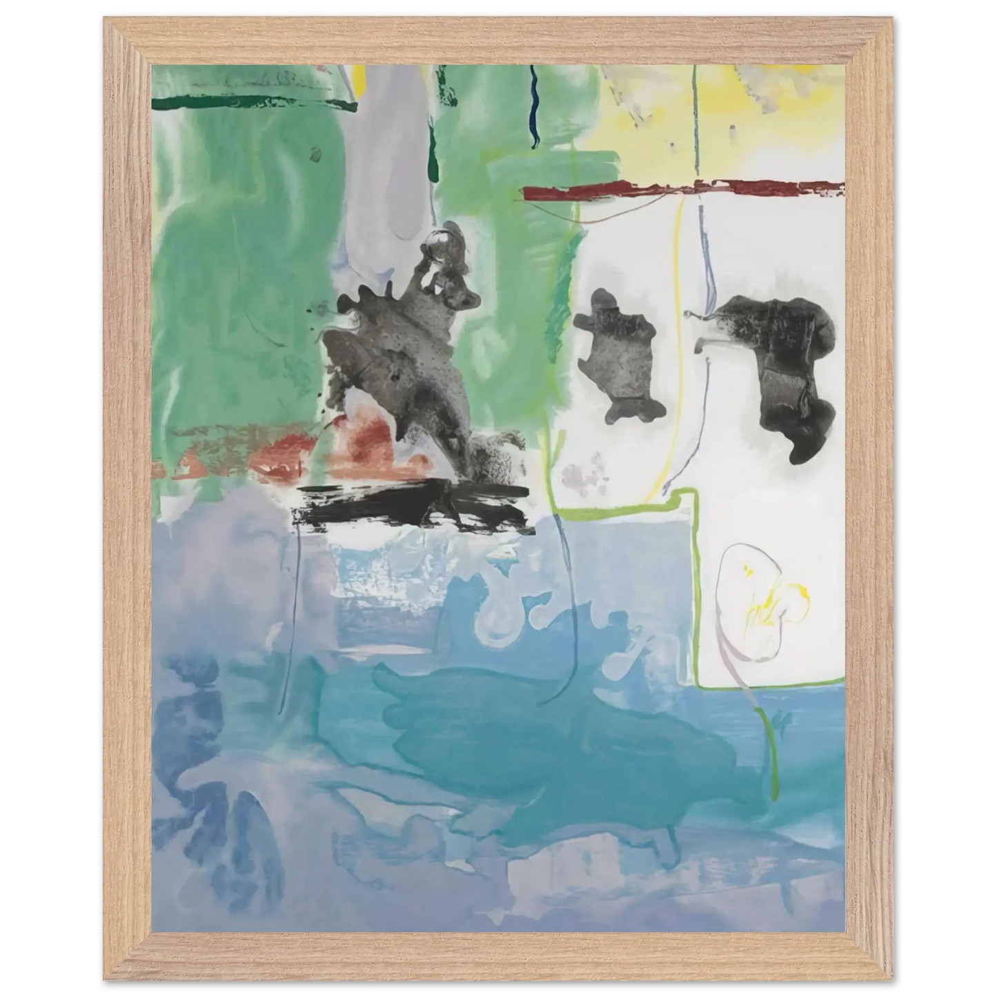 Helen Frankenthaler - West Wind - 1997 Wall art - 20x25 cm / 8x10 Inches - Premium Wooden Framed Poster With Fine Art Paper - White frame