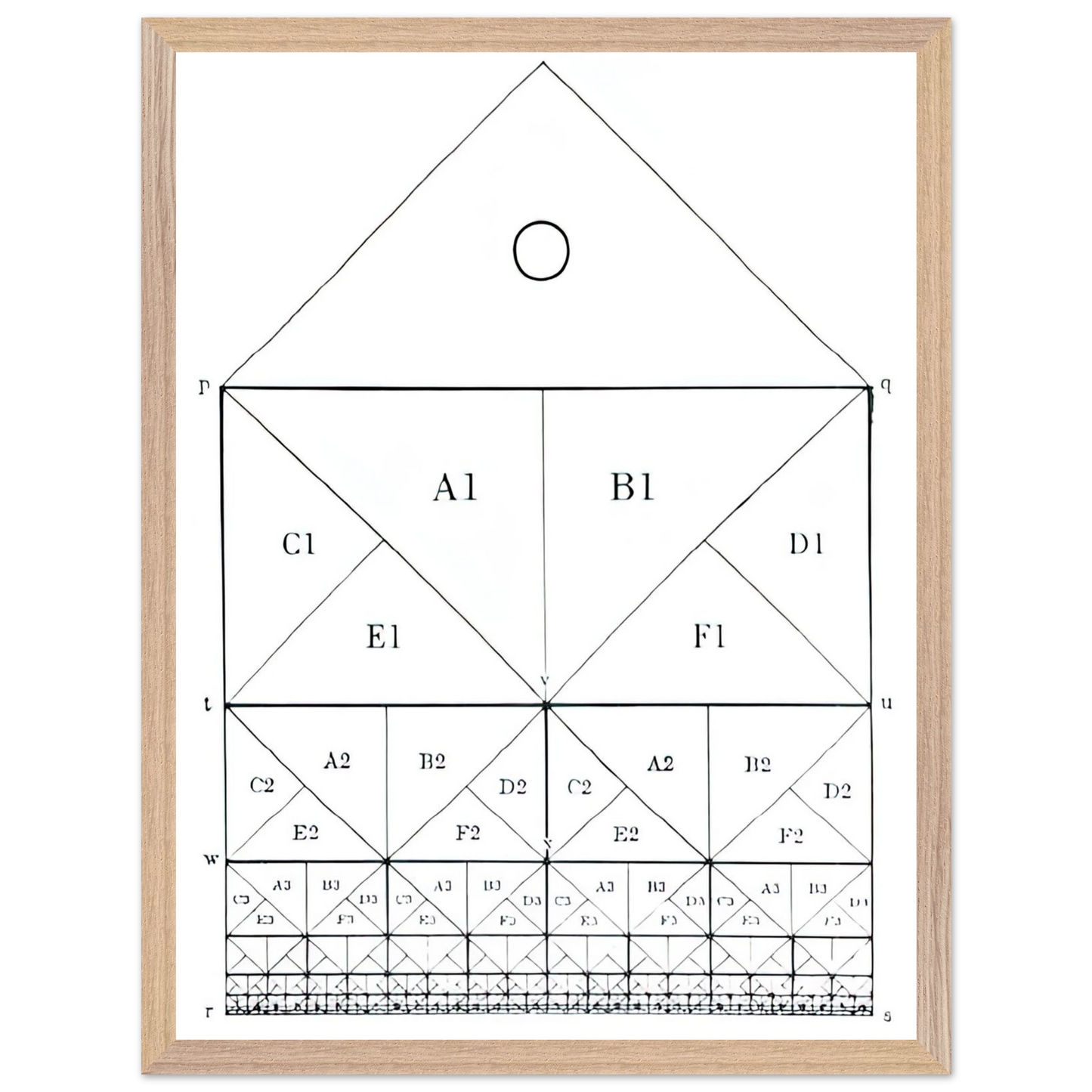 MC Escher - SCHEME Wall Art - 21x29.7 cm / 8x12" - Premium Wooden Framed Poster With Fine Art Paper-canvas - Black frame