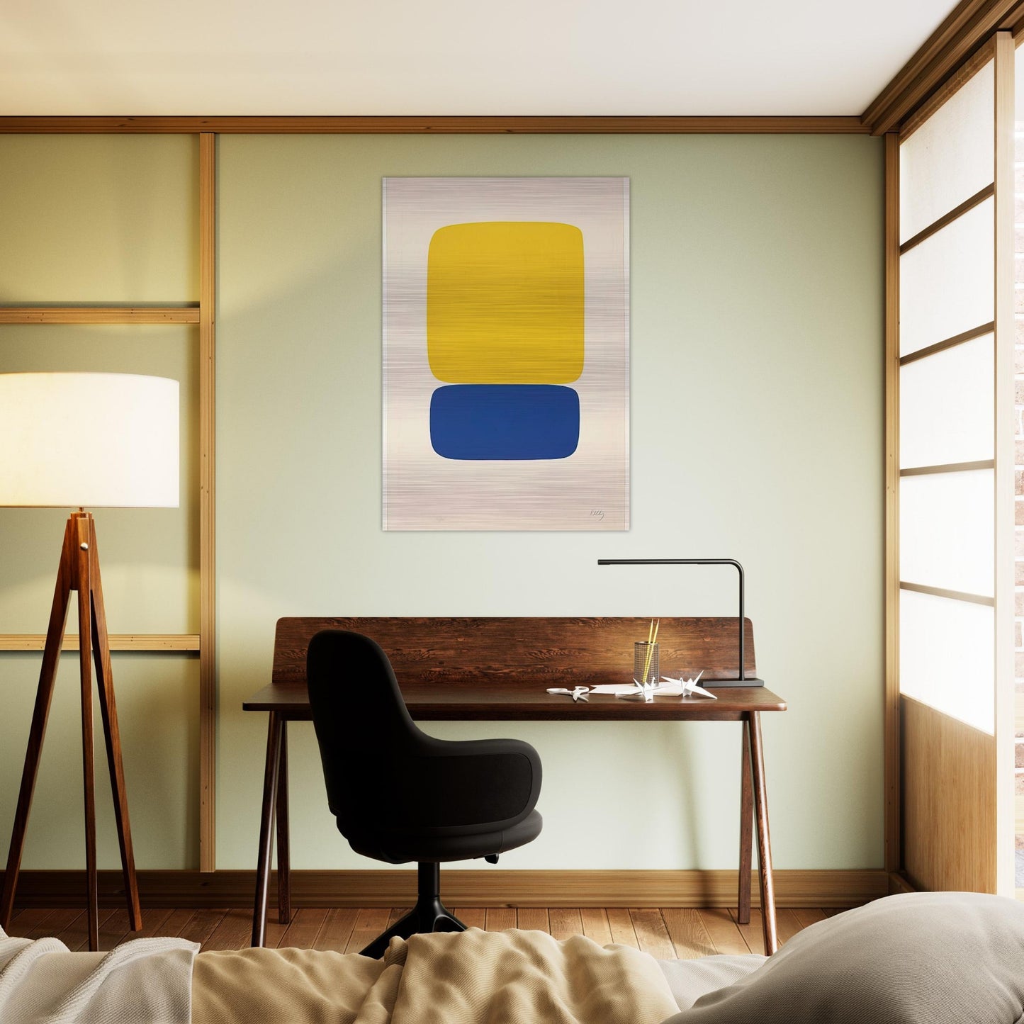 Yellow over Dark Blue - Ellsworth Kelly Brushed Aluminum Print - 70x100 cm / 28x40 inches | Ellsworth Kelly Aluminum Print | Ellsworth Kelly Prints