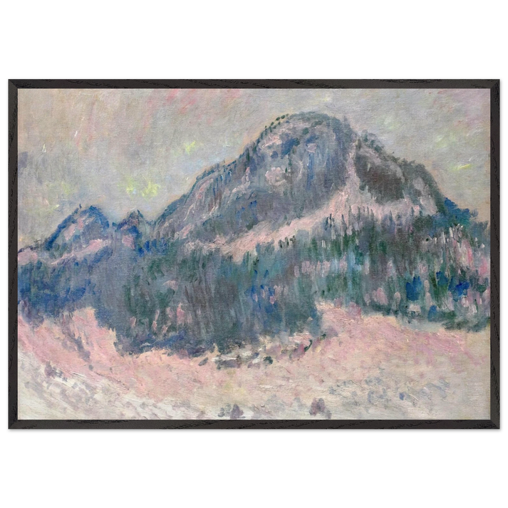 Mount Kolsaas Rose Reflection - claude monet 70x100 cm / 28x40 inches Framed Art Print – Black Wooden Frame