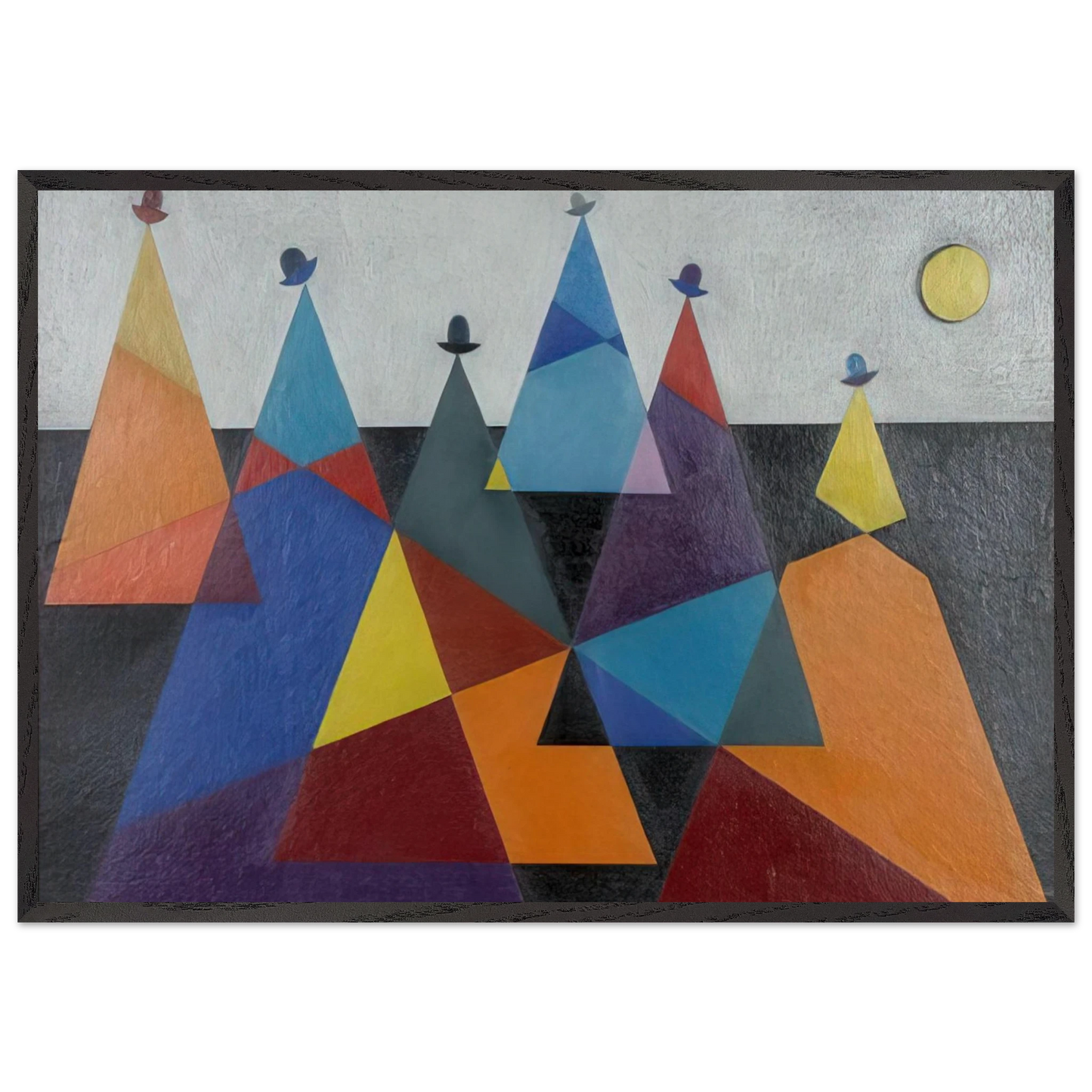 Untitled Mountains - 1955 - Omar Rayo 70x100 cm / 28x40 inches Framed Art Print – Black Wooden Frame