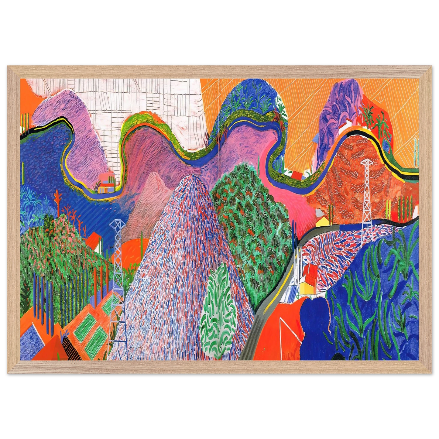 David Hockney - David Hockney Wall art - 60x80 cm / 24x32 inches - Premium Wooden Framed Poster With Fine Art Paper-canvas - Black frame