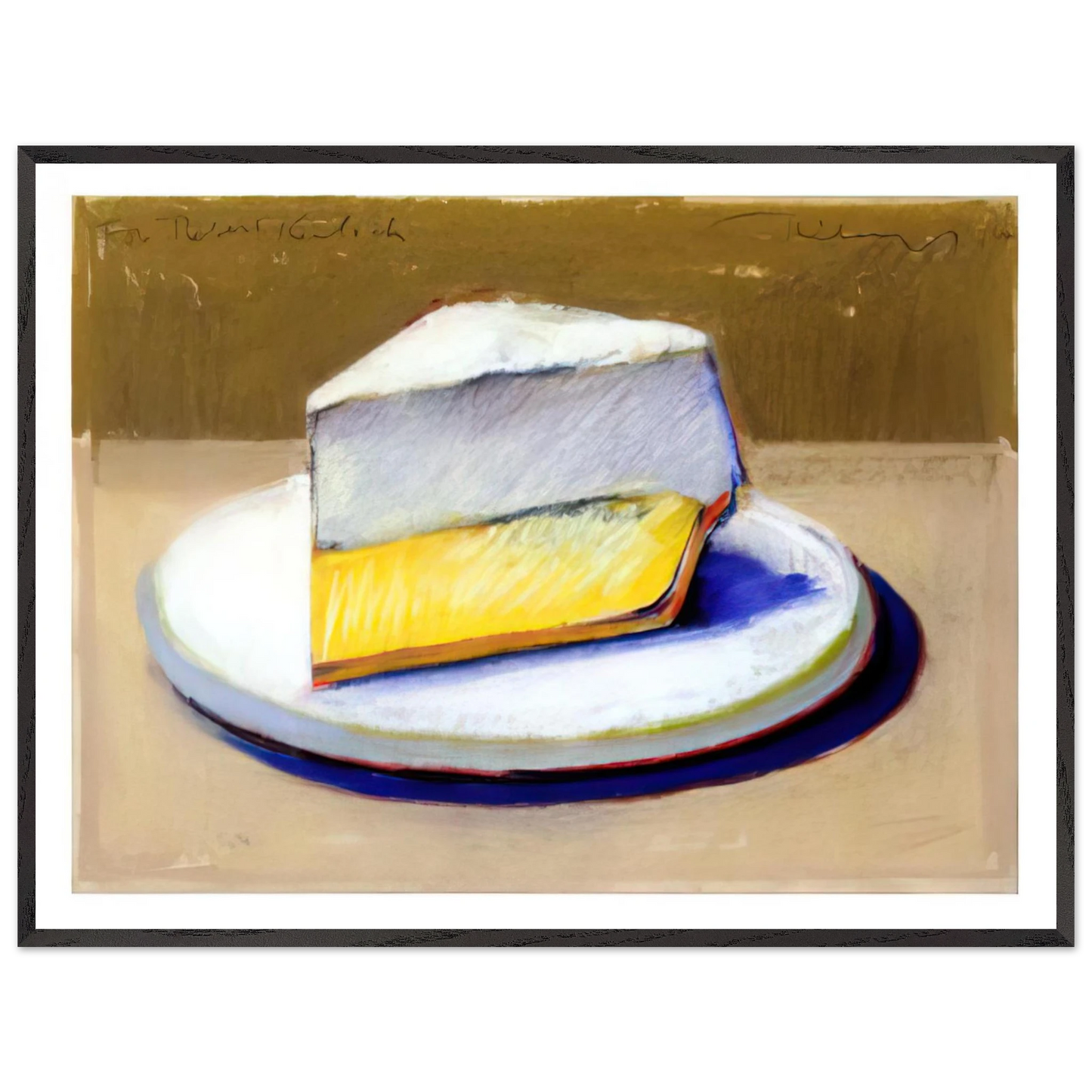 Wayne Thiebaud - Lemon Meringue Pie - 1964 Wall Art - 30x40 cm / 12x16 inches - Premium Wooden Framed Poster With Fine Art Paper-canvas - White frame