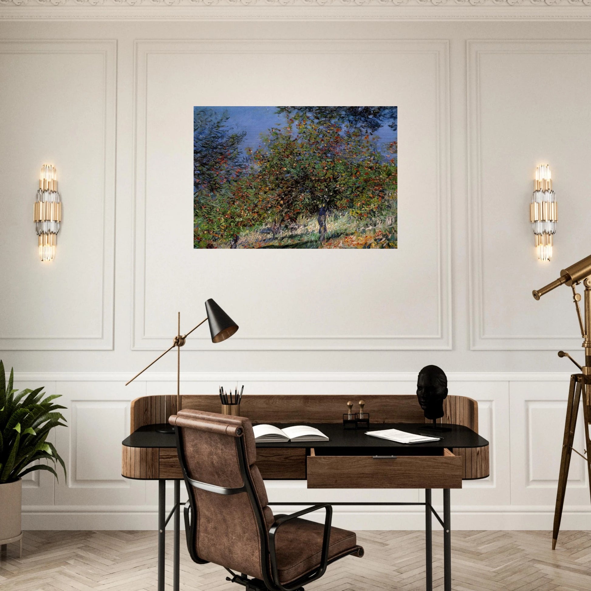 Apple Trees on the Chantemesle Hill - claude monet Brushed Aluminum Print - 70x100 cm / 28x40 inches | claude monet Aluminum Print | claude monet Prints