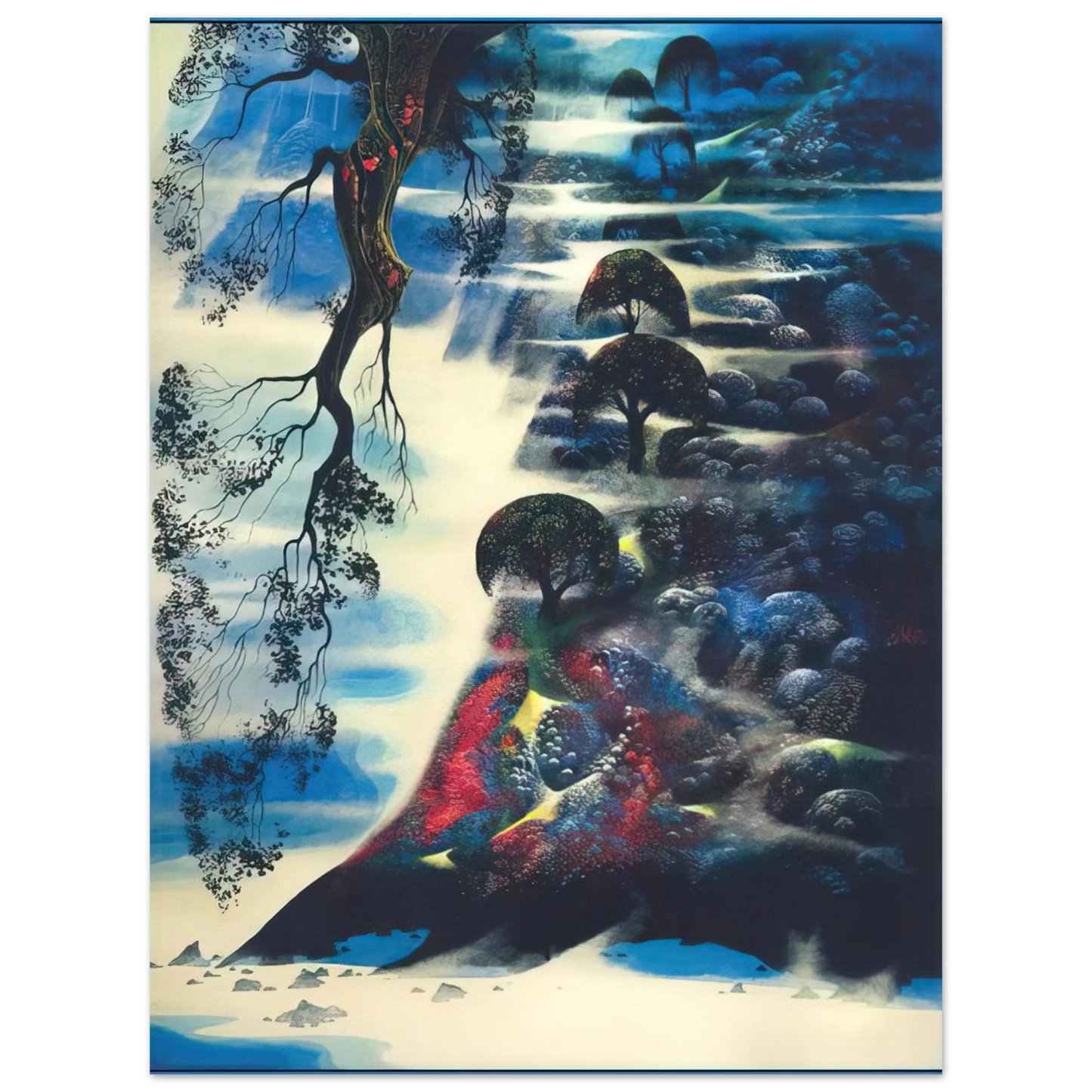 Eyvind Earle - Summer Morning Mist  75x100 cm / 30x40inches Fine Art Poster