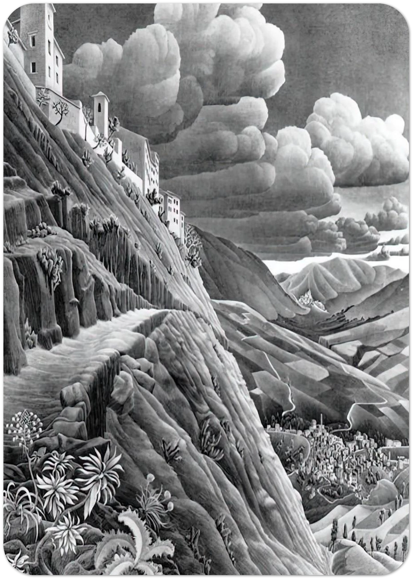 CASTROVALVA By MC Escher Pack of 10 Post Cards | MC Escher Post Cards | A6 (10.5 x 14.8 cm) - 4.1 x 5.8 inches