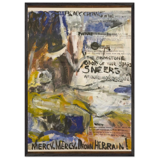 THE ORANGES NO 1 BLACK CROWS 1949 - Grace Hartigan 70x100 cm / 28x40 inches Framed Art Print – Black Wooden Frame