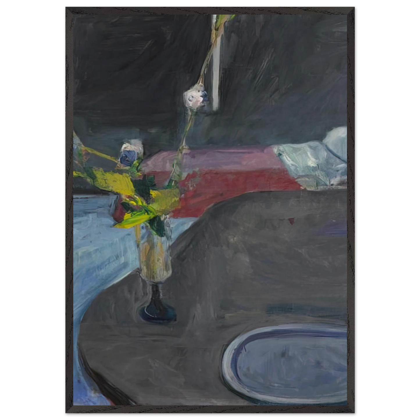 Interior with Flowers - Richard Diebenkorn 70x100 cm / 28x40 inches Framed Art Print – Black Wooden Frame