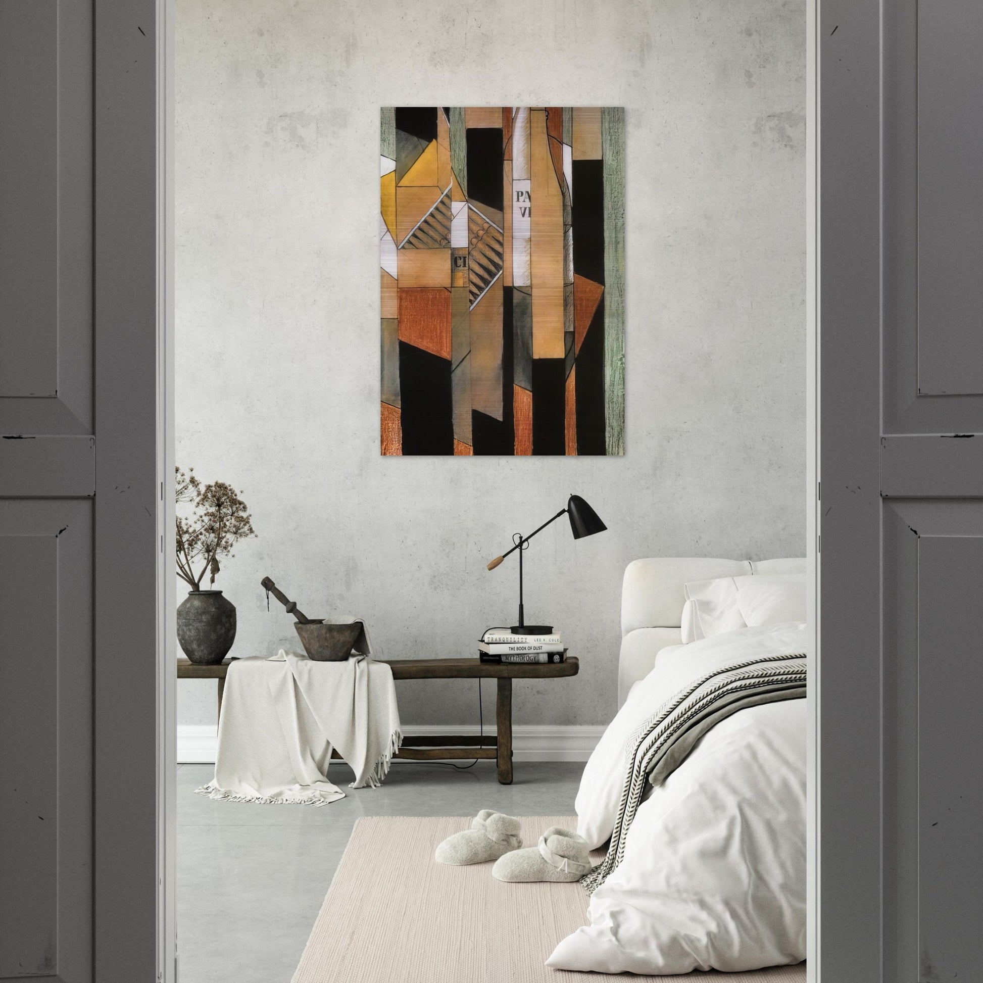 STILL LIFE WITH BOTTLE AND CIGARS 1912 - Juan Gris Brushed Aluminum Print - 70x100 cm / 28x40 inches | Juan Gris Aluminum Print | Juan Gris Prints