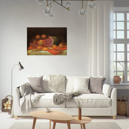STILL LIFE WITH WATERMELON - Fernando Botero Brushed Aluminum Print - 70x100 cm / 28x40 inches | Fernando Botero Aluminum Print | Fernando Botero Prints
