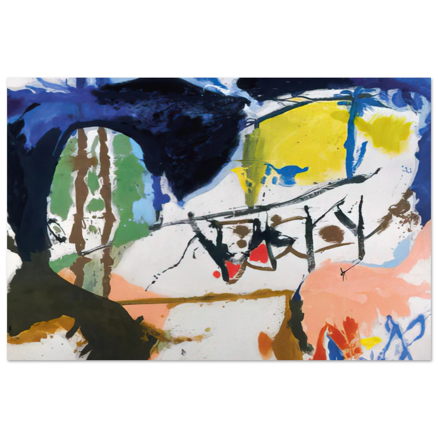 Helen Frankenthaler - Acres - 1959 Wall art - 20x25 cm / 8x10 inches - Premium Wooden Framed Poster With Fine Art Paper-canvas - Black frame