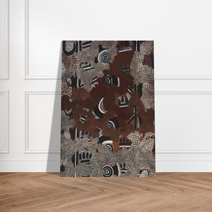 Bush Fire II - 1972 - Clifford Possum Tjapaltjarri Brushed Aluminum Print - 70x100 cm / 28x40 inches | Clifford Possum Tjapaltjarri Aluminum Print | Clifford Possum Tjapaltjarri Prints