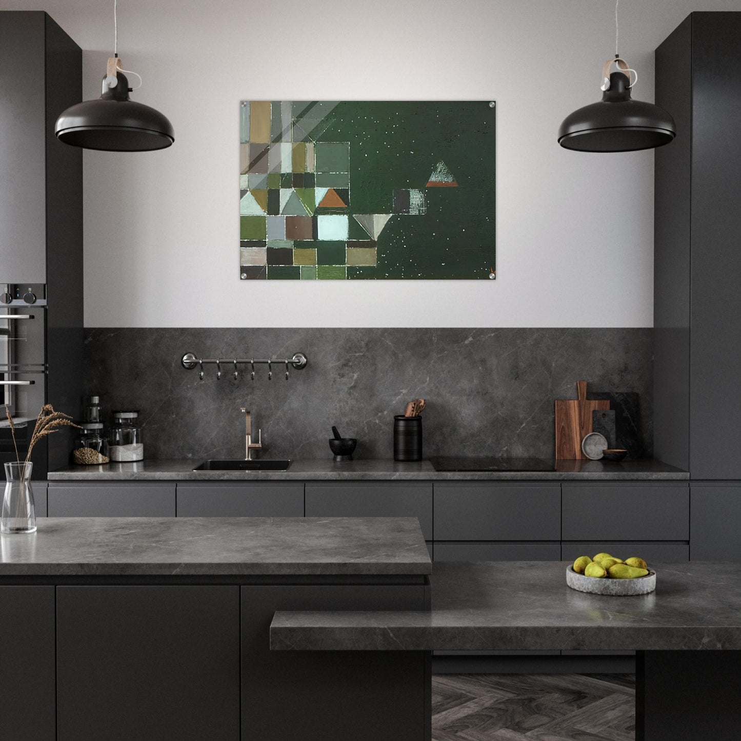 Square Motif Green  Lilac - 1948 - Victor Pasmore Acrylic Print - 70x100 cm / 28x40″ inches