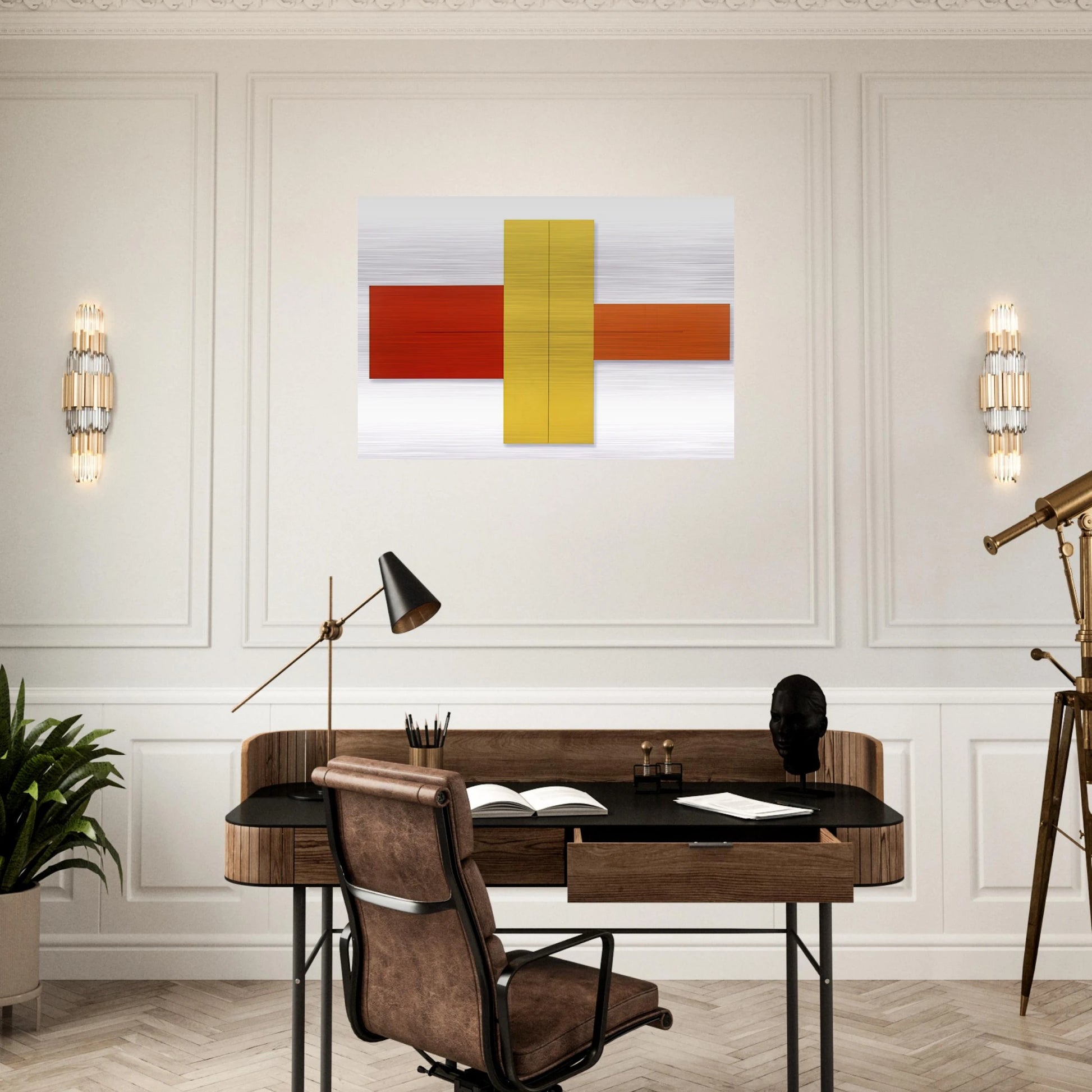 WITHIN RED YELLOW ORANGE 1981 - Robert Mangold Brushed Aluminum Print - 70x100 cm / 28x40 inches | Robert Mangold Aluminum Print | Robert Mangold Prints