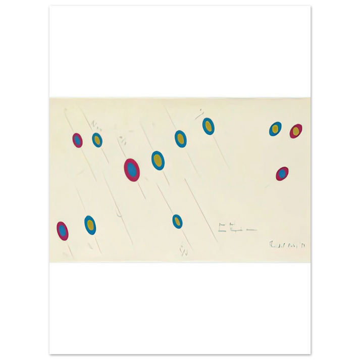 Bridget Riley - OVAL AXIS CERISE TURQUOISE OCHRE 1970  75x100 cm / 30x40inches Fine Art Poster