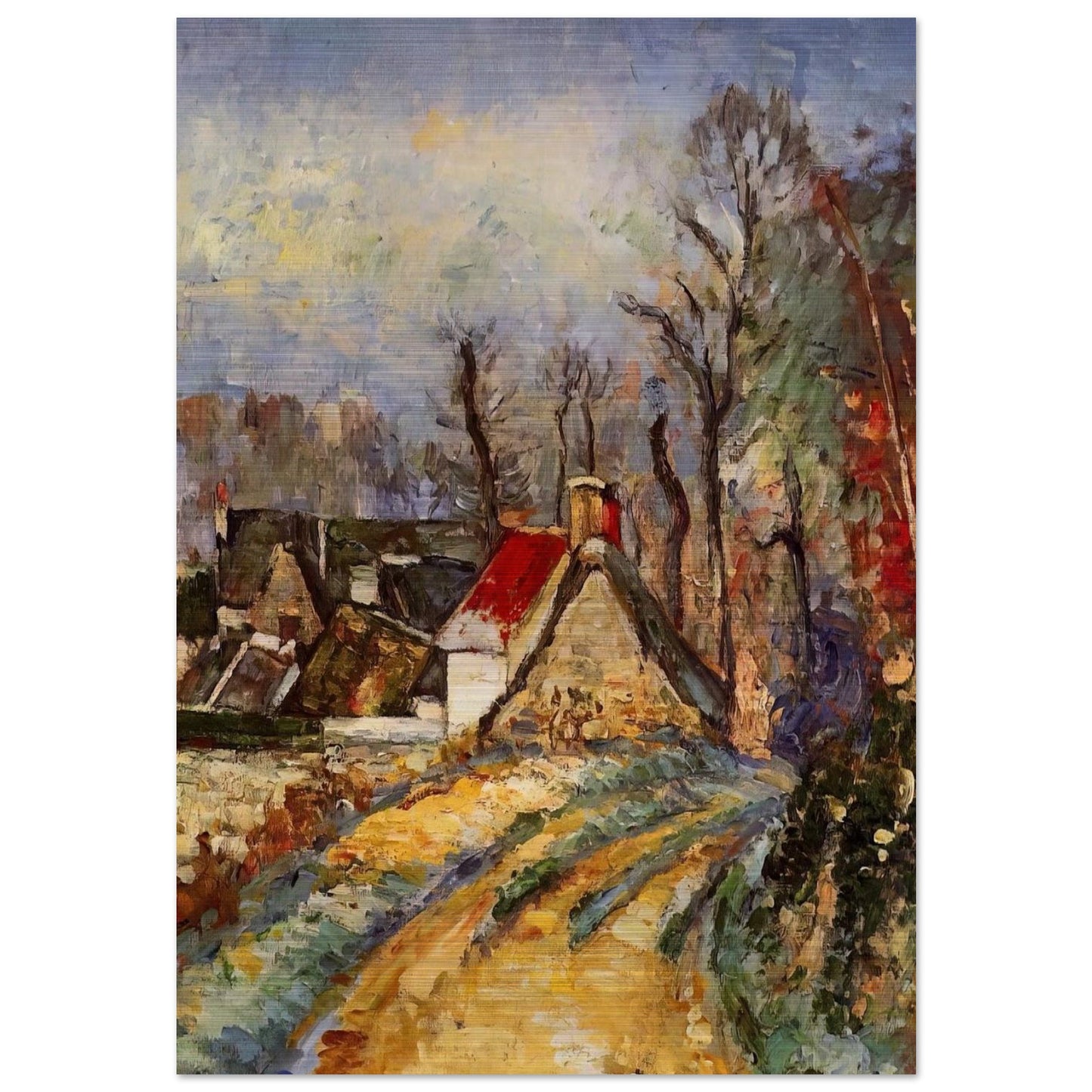 The Turn in the Road at Auvers - Paul Cézanne Brushed Aluminum Print - 70x100 cm / 28x40 inches | Paul Cézanne Aluminum Print | Paul Cézanne Prints