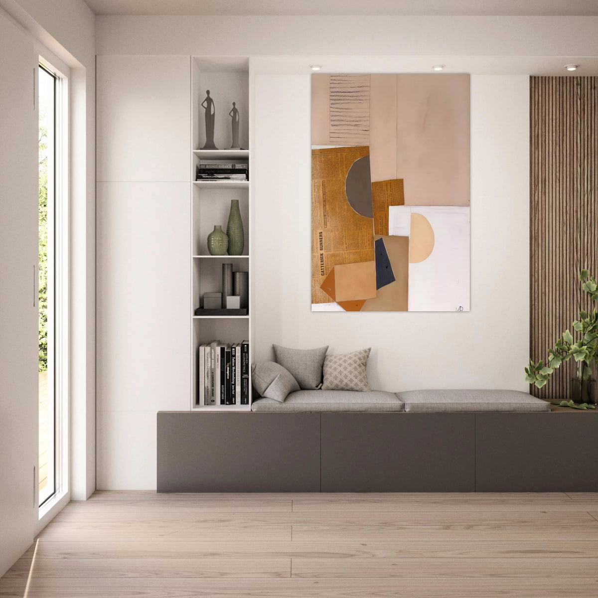 Abstract in White, Grey and Ochre - 1949 - Victor Pasmore Art Prints - 100x150 cm / 40x60″ inches | Victor Pasmore Poster | Victor Pasmore Prints