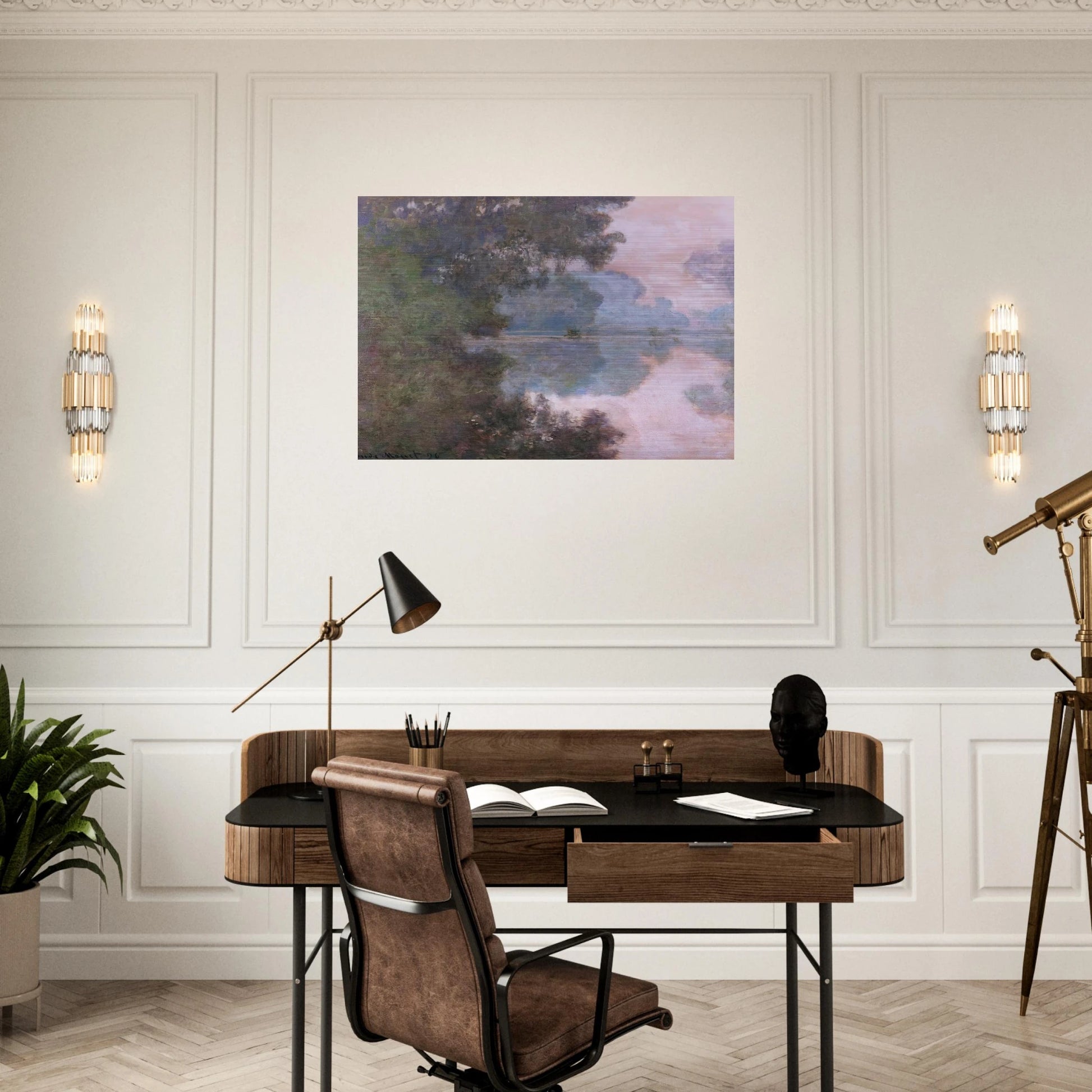 Morning on the Seine, near Giverny - claude monet Brushed Aluminum Print - 70x100 cm / 28x40 inches | claude monet Aluminum Print | claude monet Prints