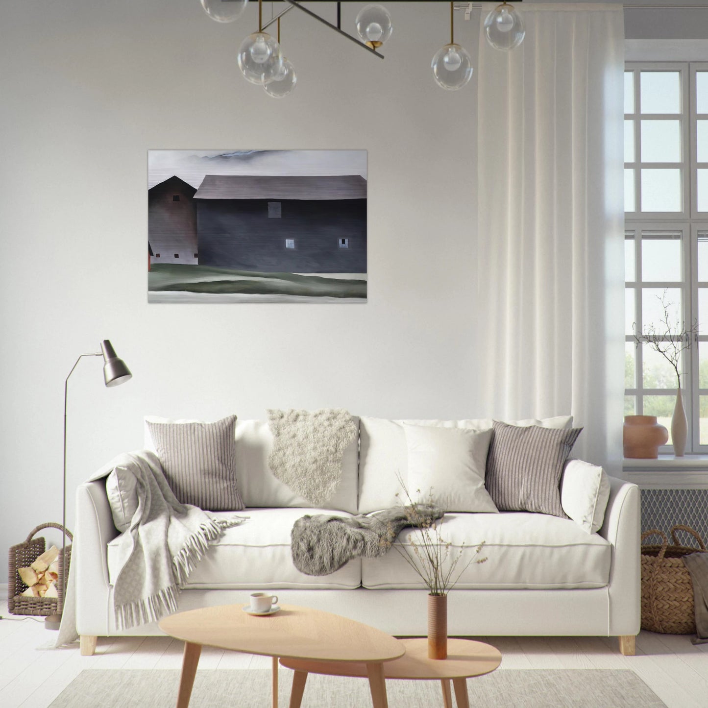 Lake George Barns - Georgia O'Keeffe Brushed Aluminum Print - 70x100 cm / 28x40 inches | Georgia O'Keeffe Aluminum Print | Georgia O'Keeffe Prints