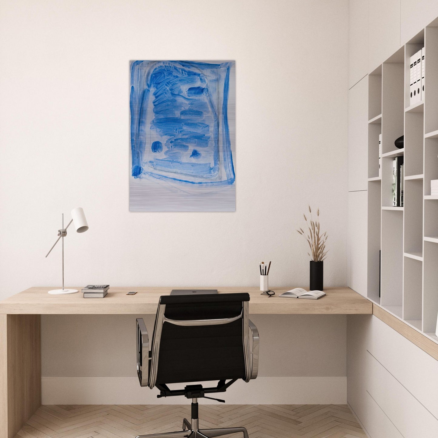 Sketchy Cobaltic Blue Flag - 2009 - Raoul De Keyser Brushed Aluminum Print - 70x100 cm / 28x40 inches | Raoul De Keyser Aluminum Print | Raoul De Keyser Prints