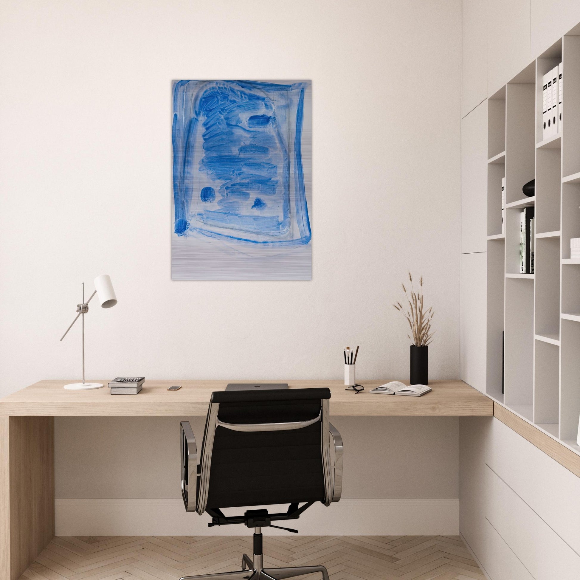 Sketchy Cobaltic Blue Flag - 2009 - Raoul De Keyser Brushed Aluminum Print - 70x100 cm / 28x40 inches | Raoul De Keyser Aluminum Print | Raoul De Keyser Prints