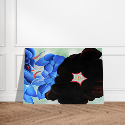 Black Hollyhock - Blue Larkspur - Georgia O'Keeffe Brushed Aluminum Print - 70x100 cm / 28x40 inches | Georgia O'Keeffe Aluminum Print | Georgia O'Keeffe Prints