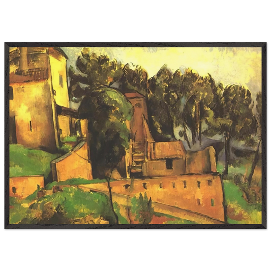The farm of Bellevue - Paul Cezanne 70x100 cm / 28x40 inches Framed Art Print – Black Wooden Frame