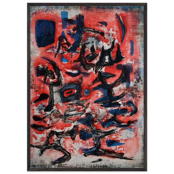 SIGNES EN MOUVEMENT 1957 - Zao Wou-Ki 70x100 cm / 28x40 inches Framed Art Print – Black Wooden Frame
