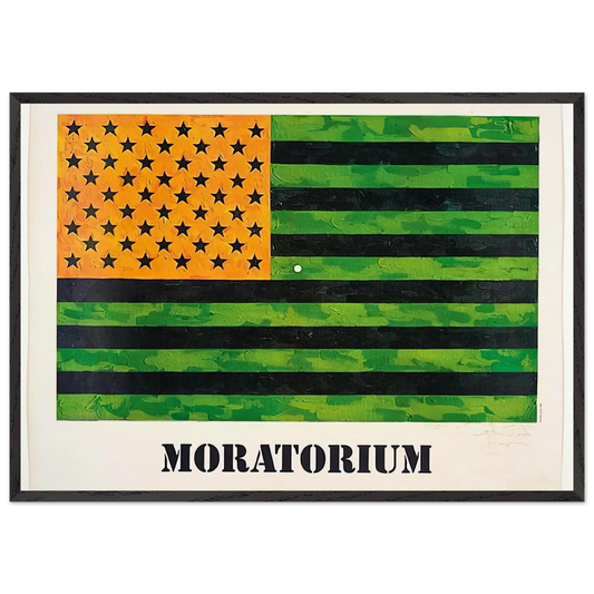 MORATORIUM FLAG - Jasper Johns 70x100 cm / 28x40 inches Framed Art Print – Black Wooden Frame