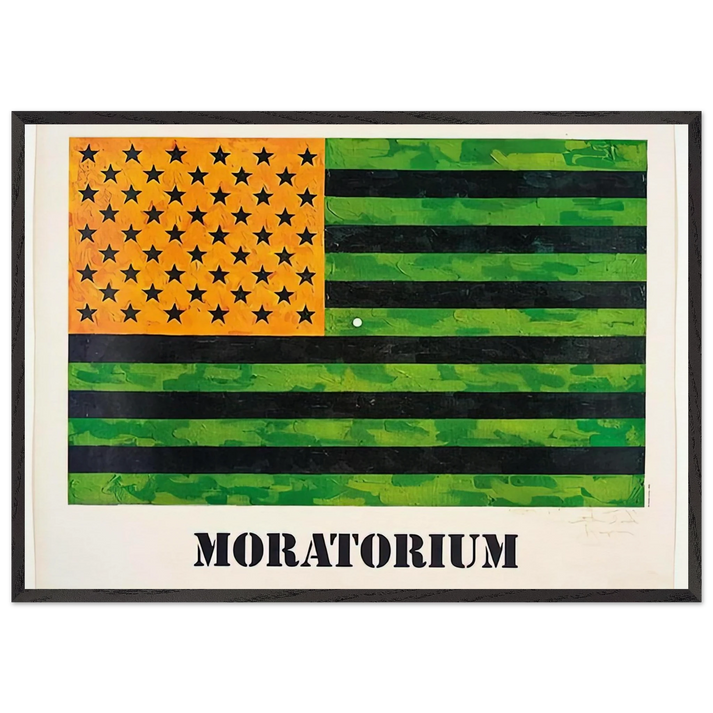MORATORIUM FLAG - Jasper Johns 70x100 cm / 28x40 inches Framed Art Print – Black Wooden Frame