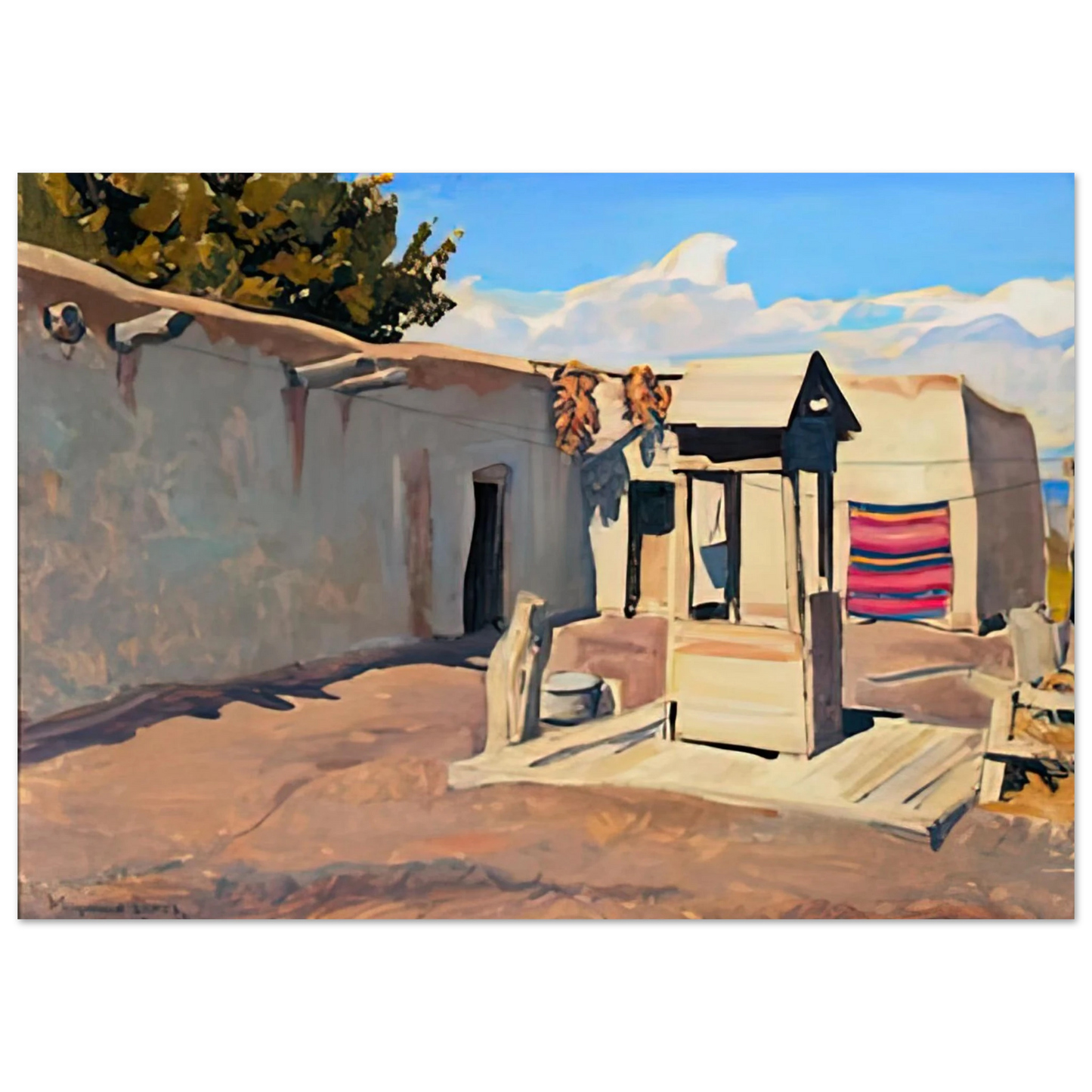 Maynard Dixon - OLD PATIO 1931 Wall art - 45x60 cm / 18x24 inches - Premium Wooden Framed Poster With Fine Art Paper-canvas - White frame
