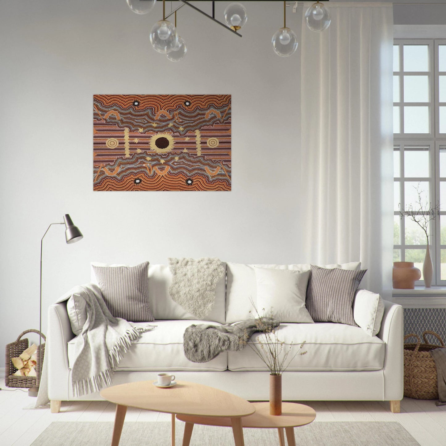 Untitled - 1990 - Clifford Possum Tjapaltjarri Brushed Aluminum Print - 70x100 cm / 28x40 inches | Clifford Possum Tjapaltjarri Aluminum Print | Clifford Possum Tjapaltjarri Prints