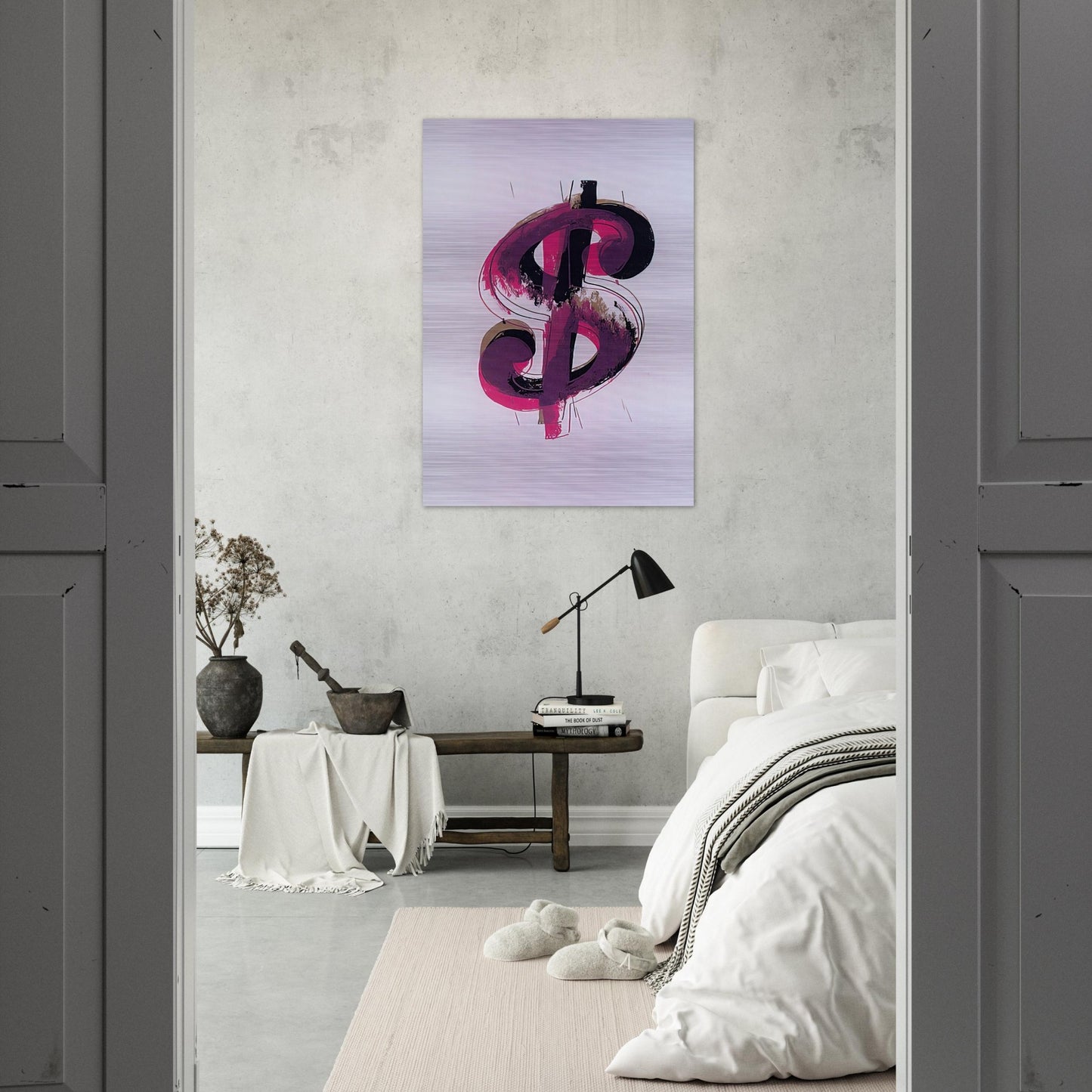 Paper Dollar - Andy Warhol Brushed Aluminum Print - 70x100 cm / 28x40 inches | Andy Warhol Aluminum Print | Andy Warhol Prints