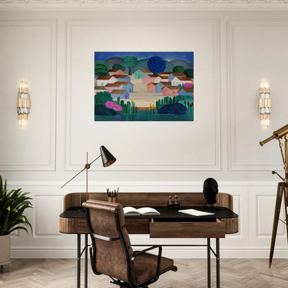 Landscape with Sixteen Houses - Tarsila do Amaral Brushed Aluminum Print - 70x100 cm / 28x40 inches | Tarsila do Amaral Aluminum Print | Tarsila do Amaral Prints