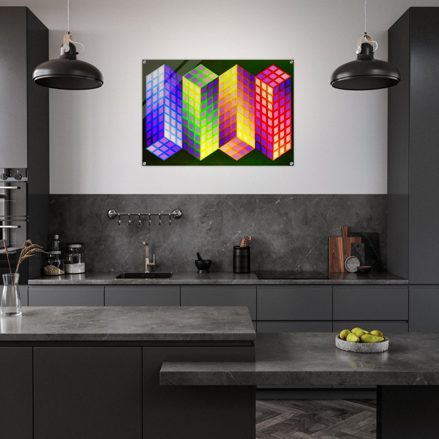 Torony-Nagy - 1969 - Victor Vasarely Acrylic Print - 70x100 cm / 28x40″ inches