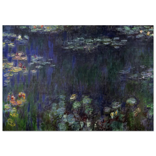 Water Lilies, Green Reflection left half - claude monet Brushed Aluminum Print - 70x100 cm / 28x40 inches | claude monet Aluminum Print | claude monet Prints